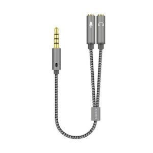 Cable Estéreo Aisens A128-0415/ Jack 3.5 Macho - 2x Jack 3.5 Hembra/ 25cm/ Gris