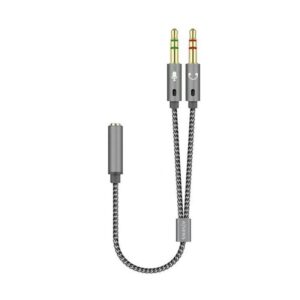 Cable Estéreo Aisens A128-0417/ Jack 3.5 Hembra - 2x Jack 3.5 Macho/ 25cm/ Gris