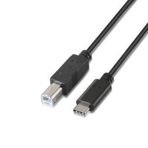 Cable USB 2.0 Impresora Aisens A107-0054/ USB Tipo-C Macho - USB Tipo-B Macho/ 480Mbps/ 2m/ Negro