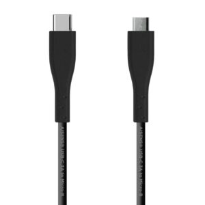 Cable USB 2.0 Tipo-C Aisens A107-0350/ USB Tipo-C Macho - MicroUSB/ 480Mbps/ 2m/ Negro