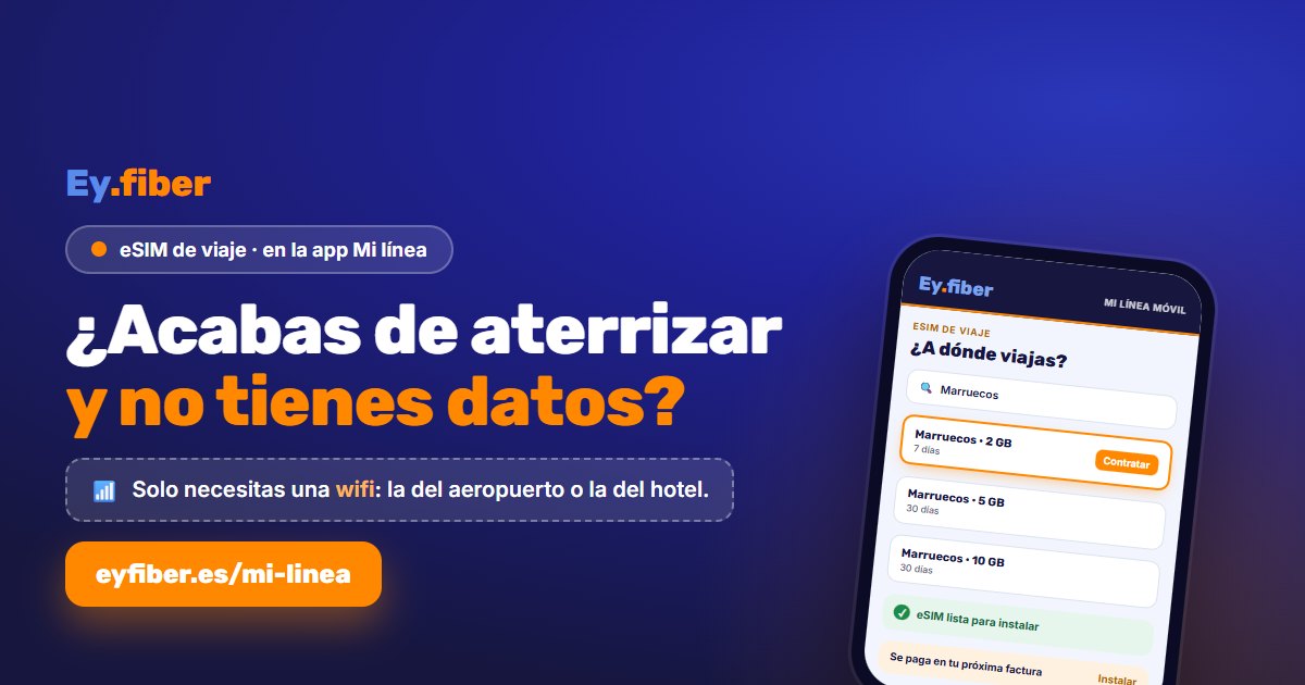 eSIM de viaje en la app Mi línea de Ey.fiber: contrata datos para el país al que viajas con solo una wifi