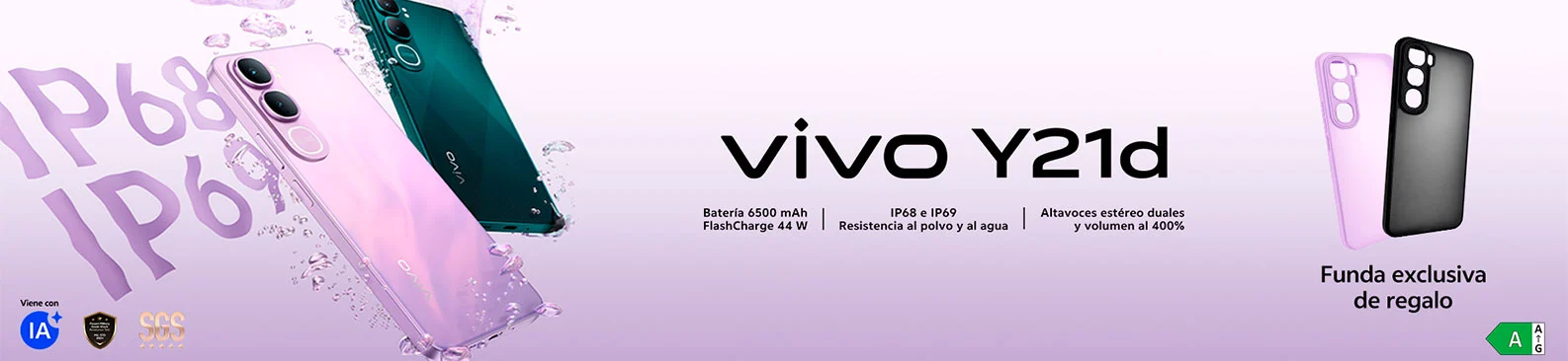Vivo Y21d con funda de regalo