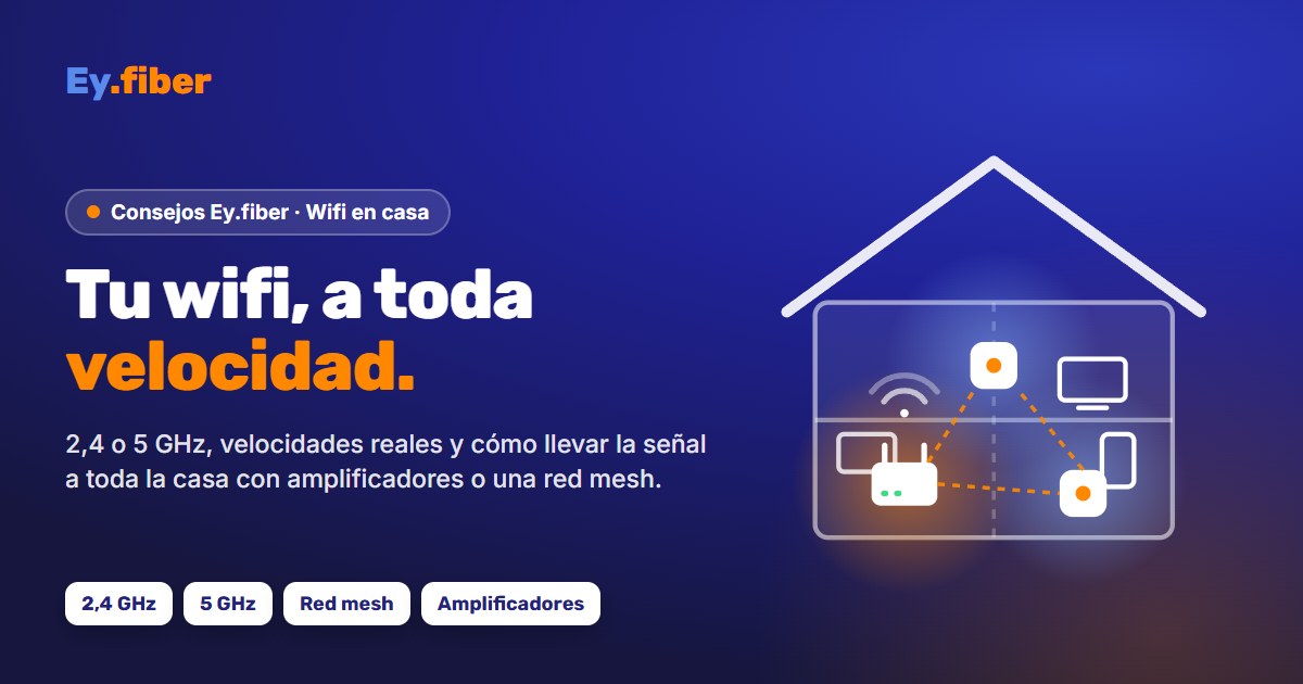 Consejos de Ey.fiber para el wifi en casa: bandas de 2,4 y 5 GHz, amplificadores y red mesh